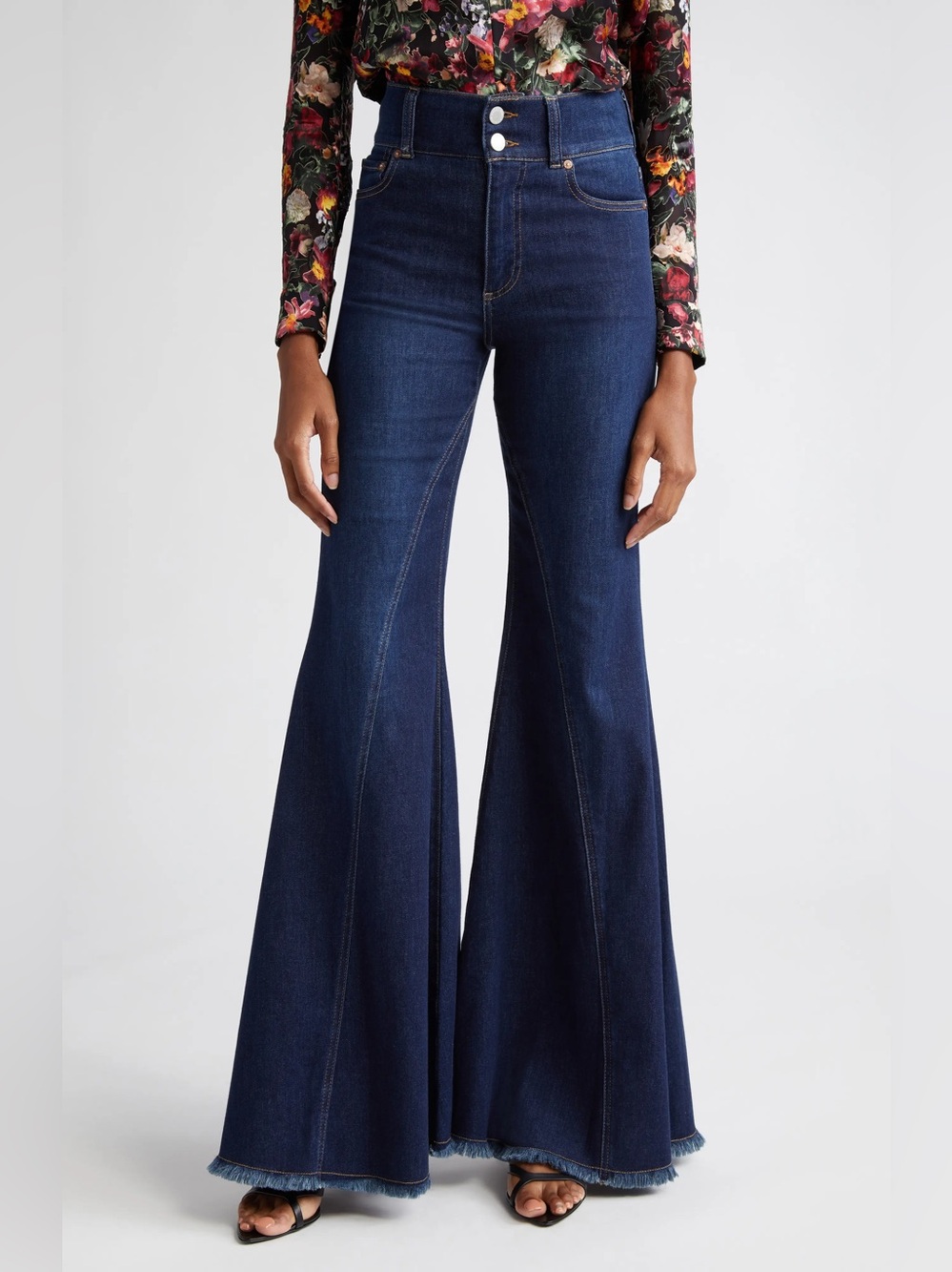 Alice + Olivia High-Waisted Ruffle Flare Jeans Size 25